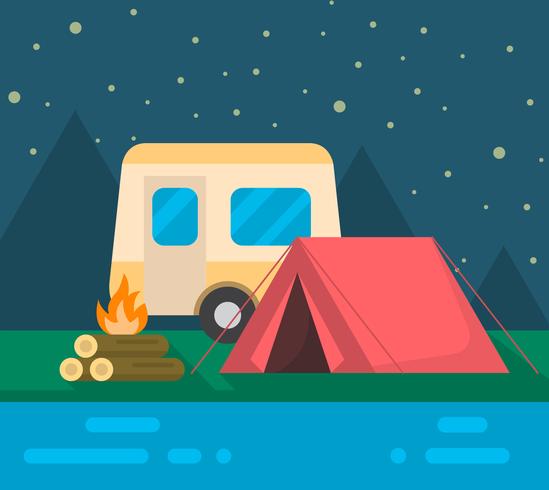 Camping paisaje vector