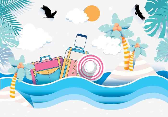 Beach Papercraft Vector