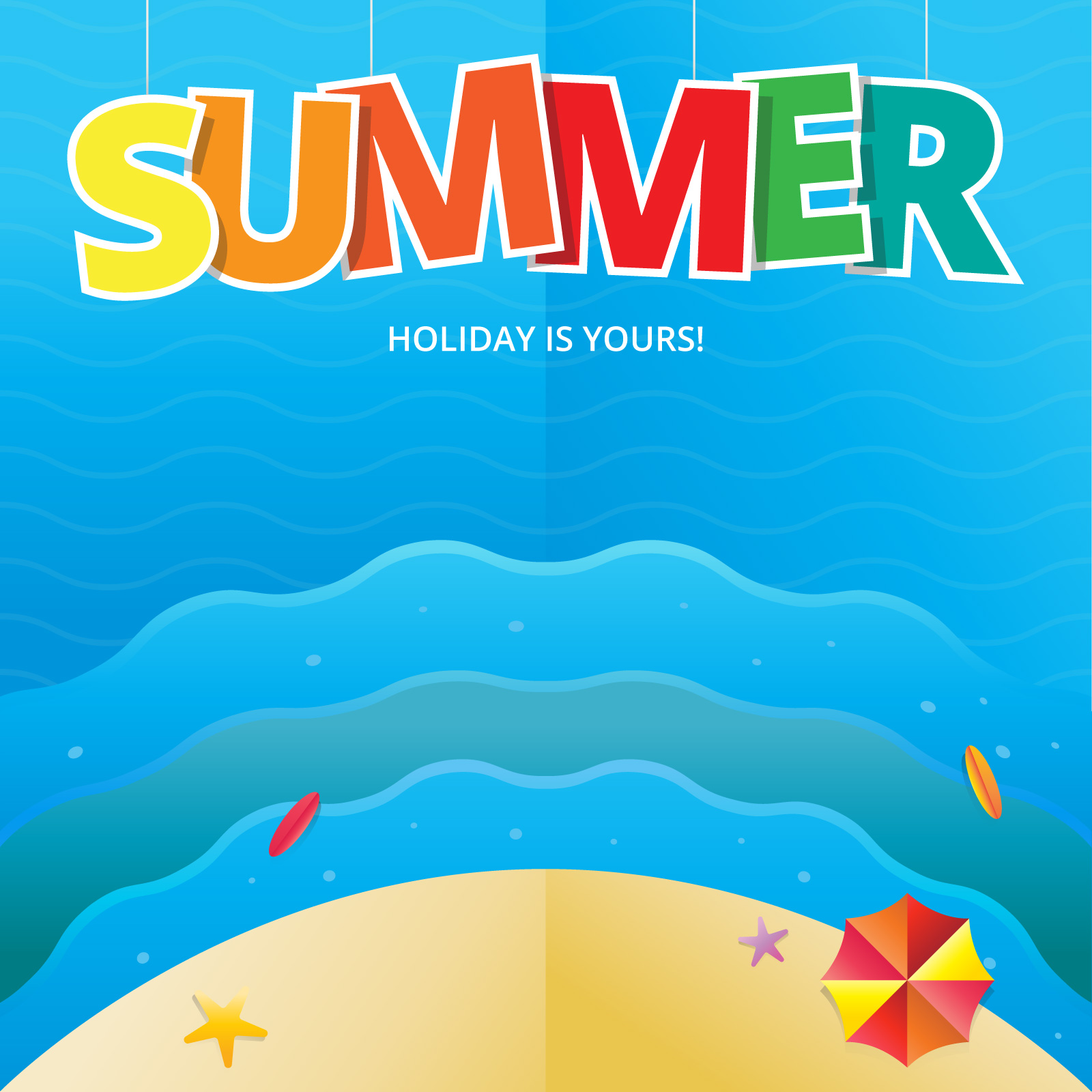 Download Beach and Sea Illustration for Summer Theme in Papercraft Style 217490 Vector Art at Vecteezy