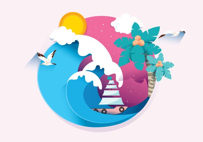 Beach Papercraft Vector