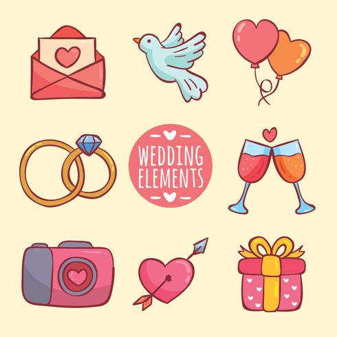 Hand Drawn Wedding Elements Vector