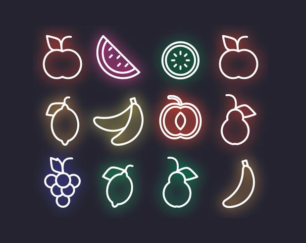 vector de frutas de neón