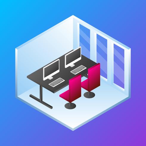 Home Office Concept Isometric Vector Illustration