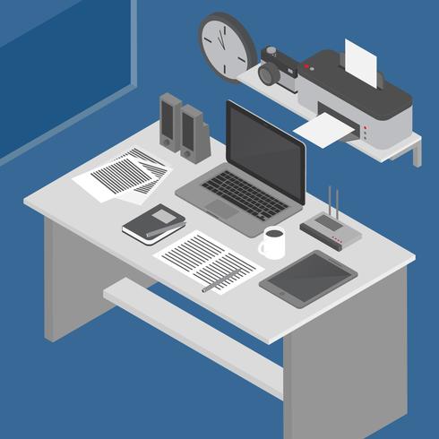 Isometric Workspace Vector Illustration