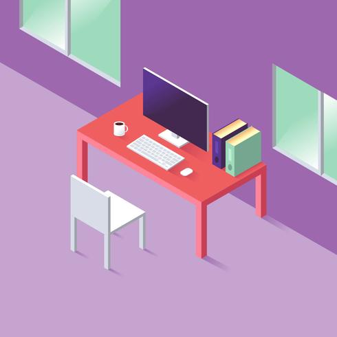 Isometric Workspace Illustration Vector