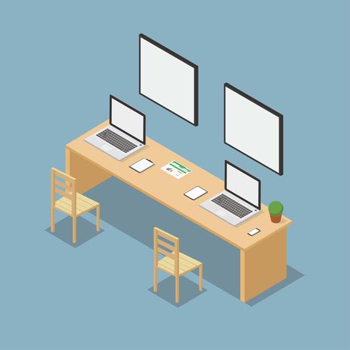 Isometric Workspace Office Vector