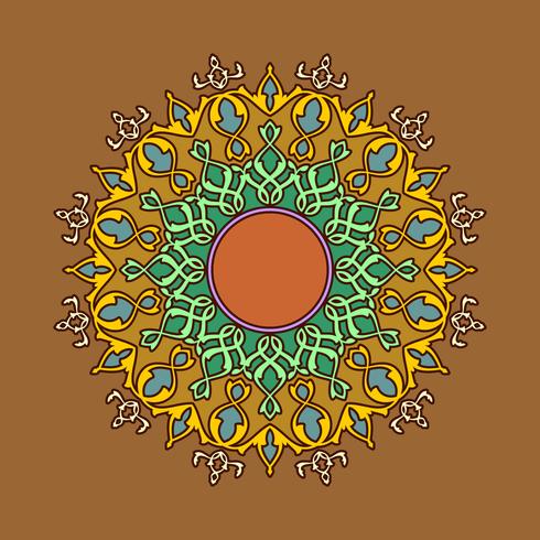 Adornos decorativos Mandala Fondo marrón Vector