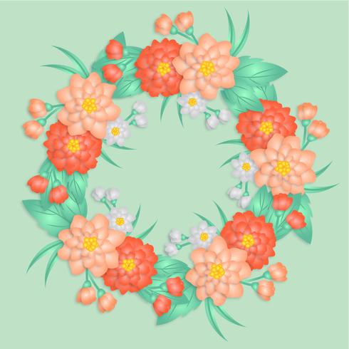 Vector Paper Flowers Wreath