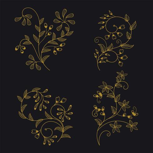 Colección minimalista de ornamento floral de estructura metálica para elementos de diseño vector