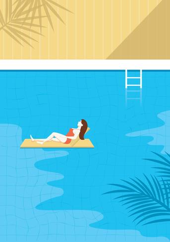 Ilustración de piscina vintage vector