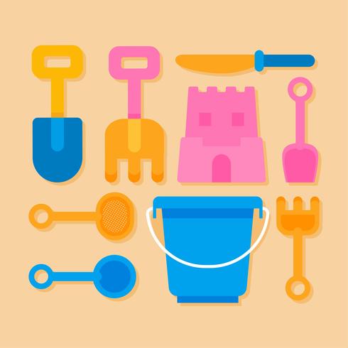Beach Sand Castle Toys Knolling Vector