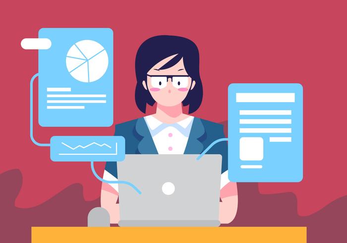 Business Woman With Laptop vector