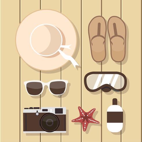 Beach Accessories Knolling Angle vector