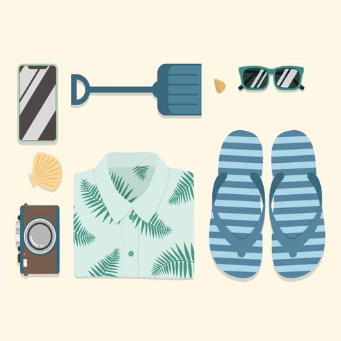 Beach Accessories Knolling vector