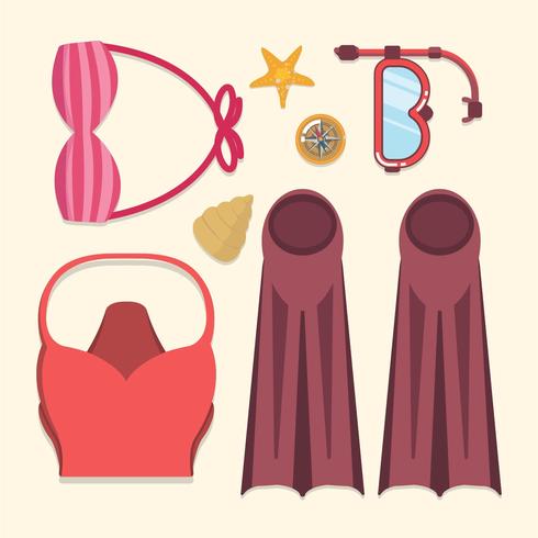 Beach Accessories Knolling vector