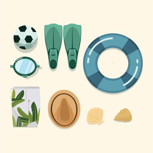 Accesorios de playa Knolling vector