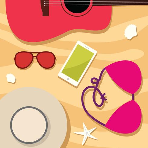 Beach accessories knolling vector