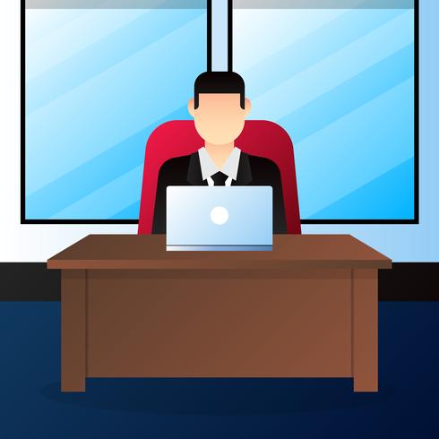 Boss Business Man Entrepreneur Sitting In Office Chair Illustration vector