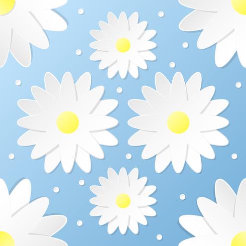 Paper Craft 3D Flowers Seamless Pattern vector