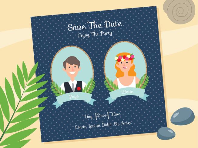 Beach Wedding Invitation vector