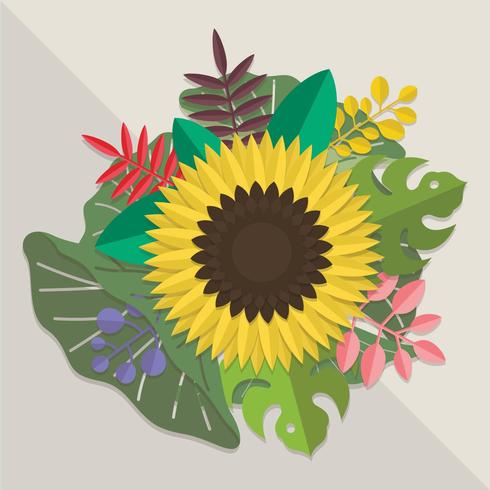 Papercraft floral 3d vector