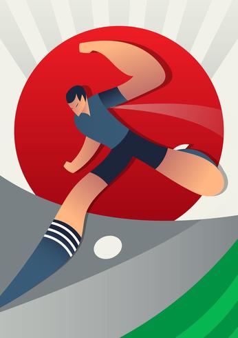 Ilustración de jugadores de fútbol de la Copa Mundial de Japón vector