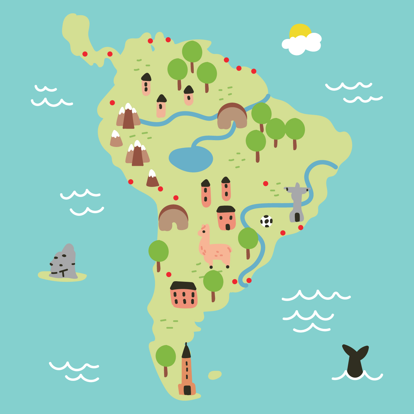 Super Colorful Map of South America 217922 Vector Art at Vecteezy