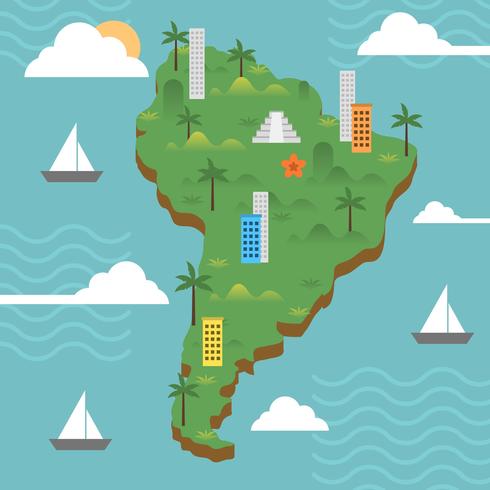 Flat Modern South America With Detail Background Vector illustration