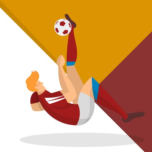 El jugador de fútbol minimalista moderno de Rusia tira una bola con la ilustración del vector del fondo geométrico