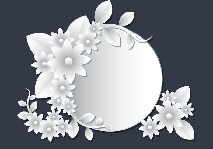 3D White Floral Papercraft vector