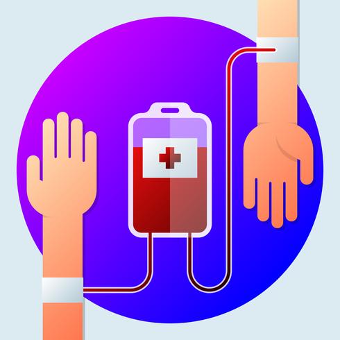 Two Hands With Blood Transfusion Illustration vector