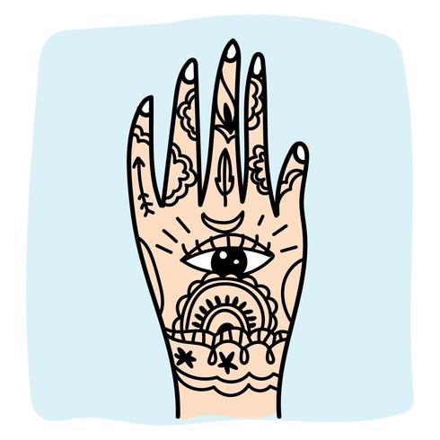 Hand With Some Indian Tattos vector