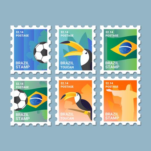 Colección Vector Brasil Postage Stamps