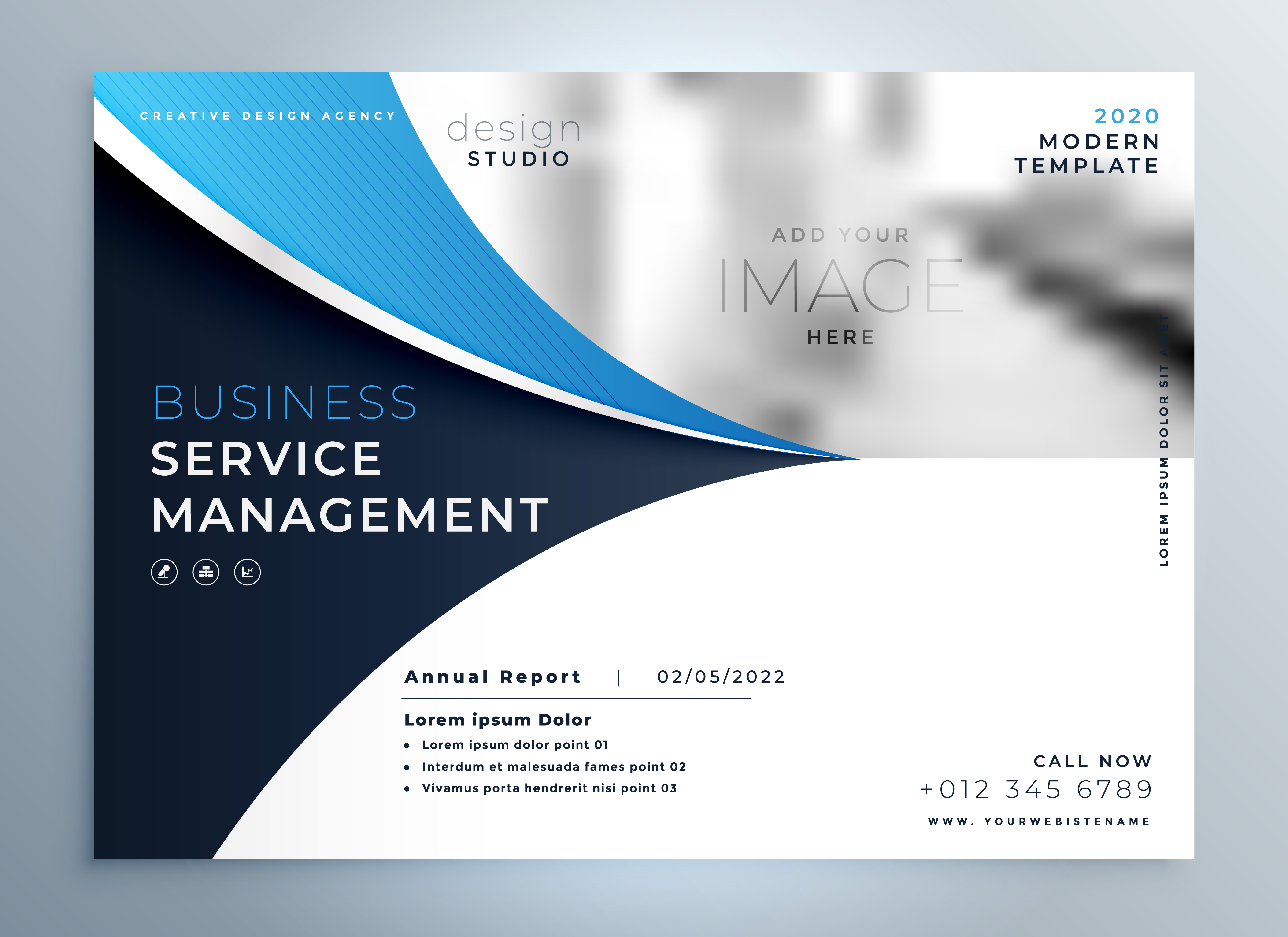 blue wavy business brochure or magazine cover page template Download