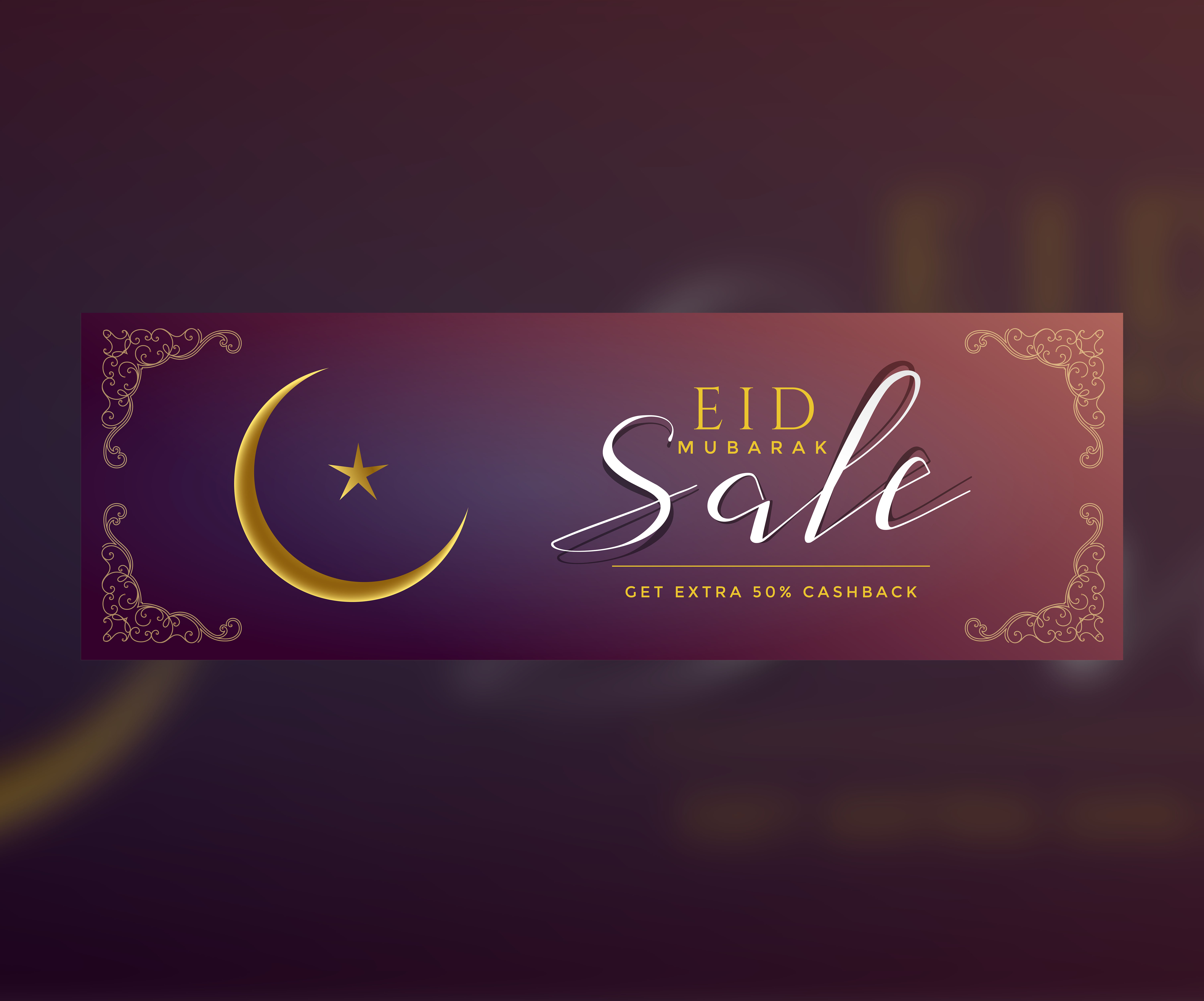 islamic eid sale banner with ornamental decoration - Download Free