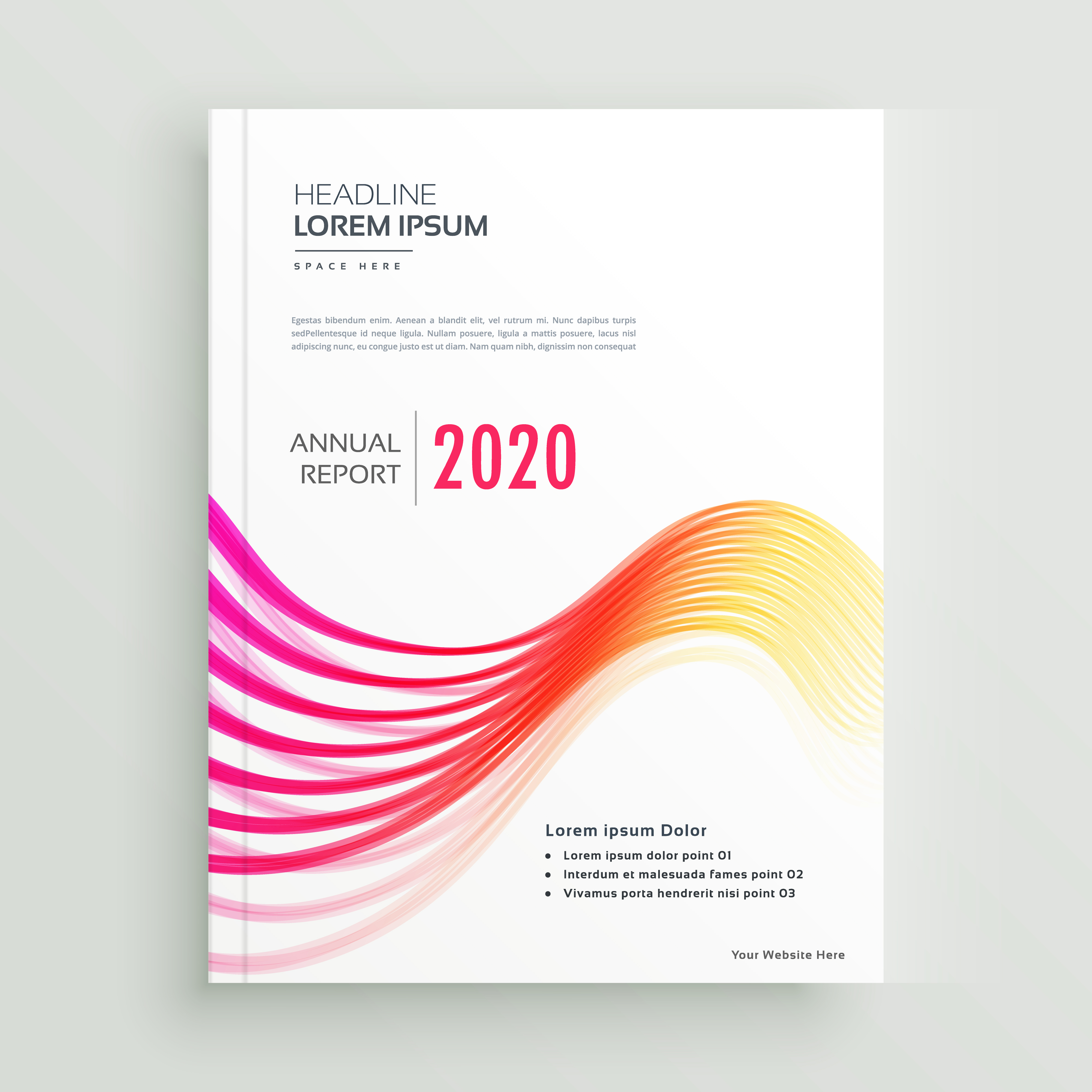 stylish annual brochure presentation template with colorful wave