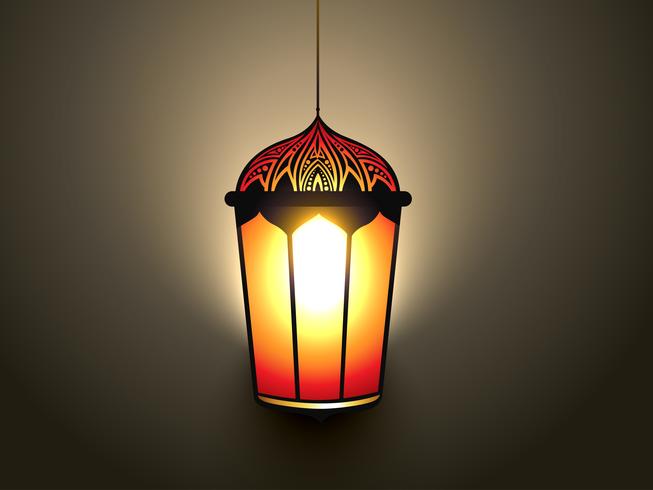 glowing islamic lamp vector