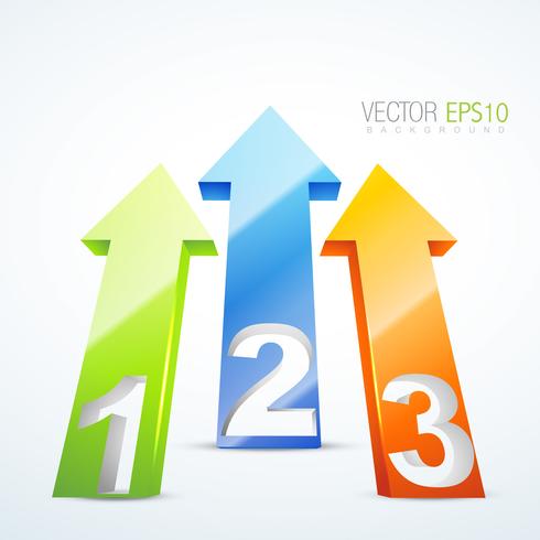 illustration of 3d numbered arrows  vector