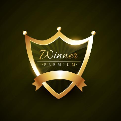 winner label badge design with ribbon vector