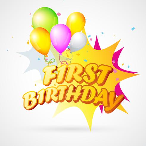 illustration of first birthday blast  vector