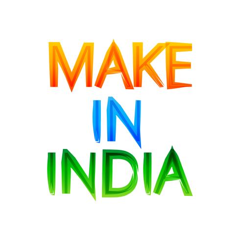 make in india message in indian tri colors of flag vector