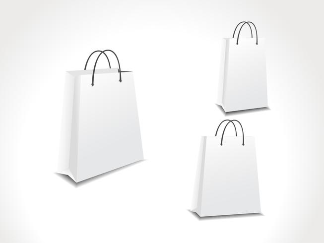 conjunto de ilustración de tres bolsas de compras de papel. vector