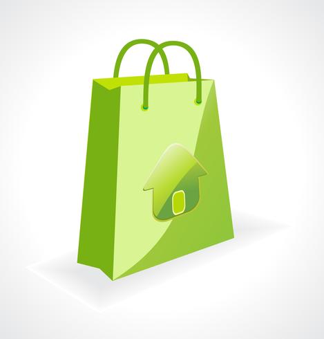 green bag with ecology symbol vector