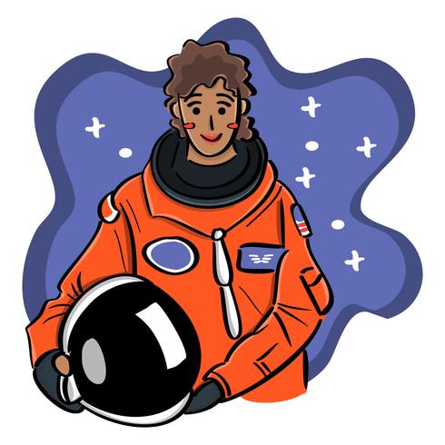 Una ilustración inspiradora de astronauta de mujer de color vector