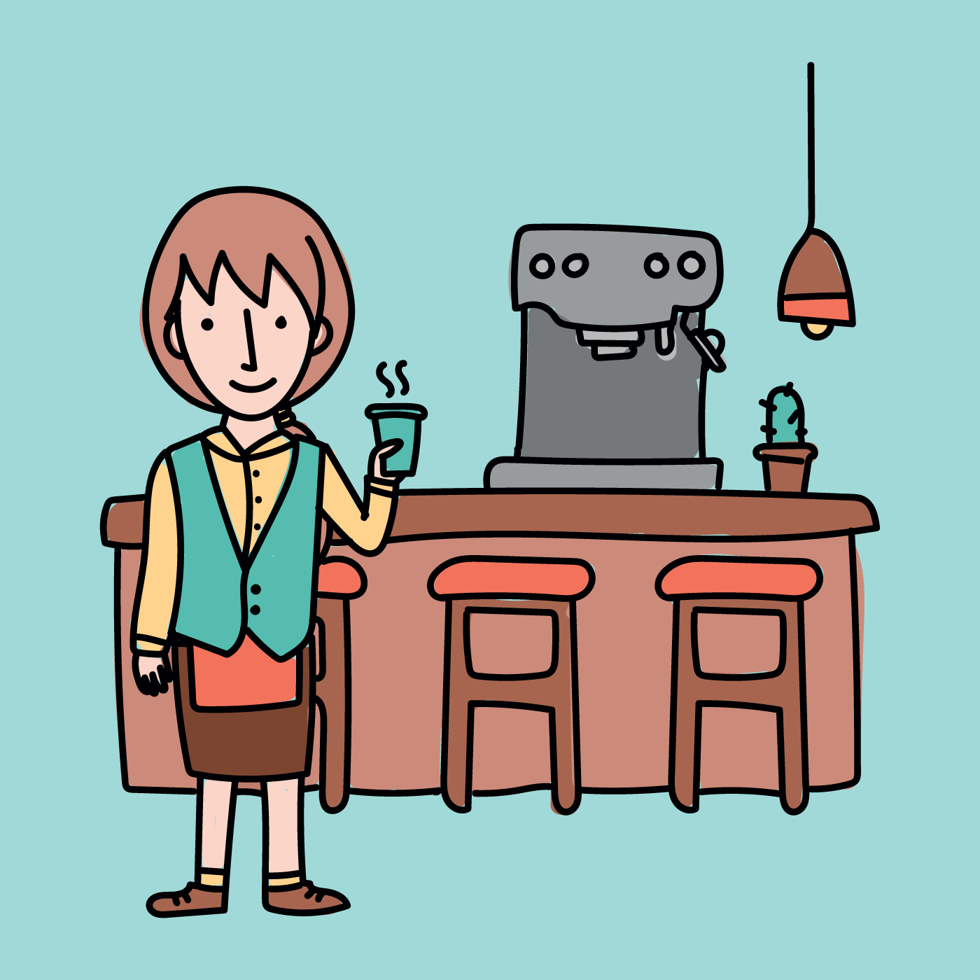 Girl Serving Coffee 220528 Vector Art at Vecteezy