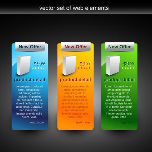 Vector elementos web en diferentes colores.