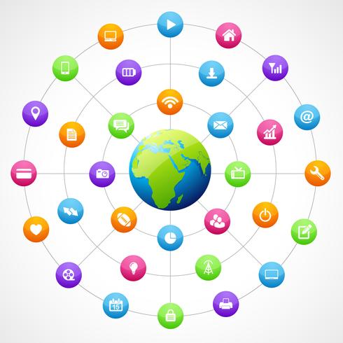 earth shape with social media vector