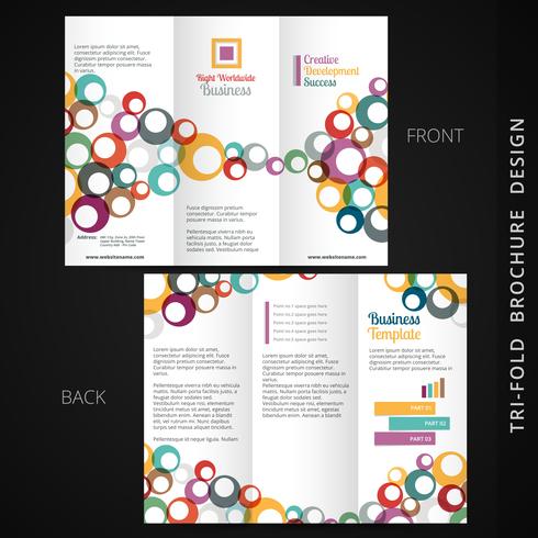 colorful tri-fold brochure design with flowing circles vector