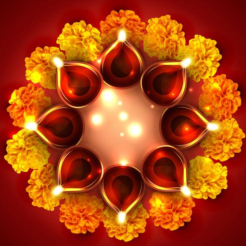 Background of diwali diya vector