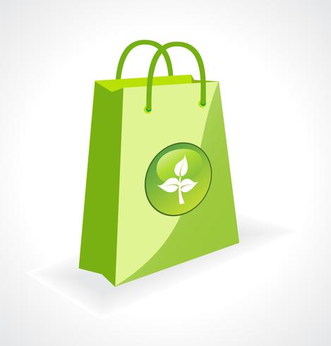 bolsa verde con el símbolo de la ecología vector